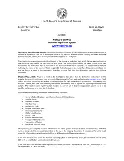 Notice Regarding New Destination State Diversion Number and