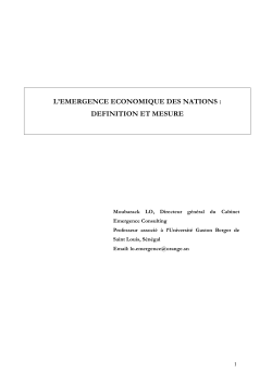 CEA 2008 - L`&eacute;mergence &eacute;conomique des nations: d&eacute;finition et