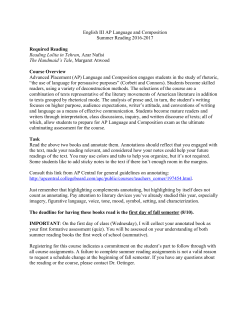 English III AP Language and Composition Summer Reading 2016