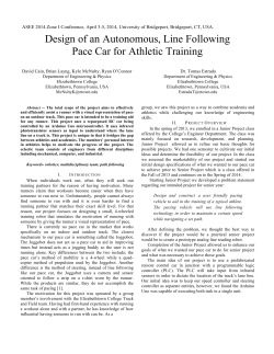 Design of Autonomous, Line Following Pace Car for Athletic Training