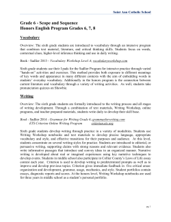 Grade 6 - Scope and Sequence Honors English