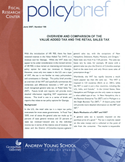 Overview and Comparison of the Value Added Tax and The Retail