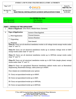 Electrical Installation Licence Application Form No. 101