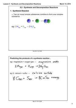 Lesson 2 - Synthesis and Decomposition Reactions