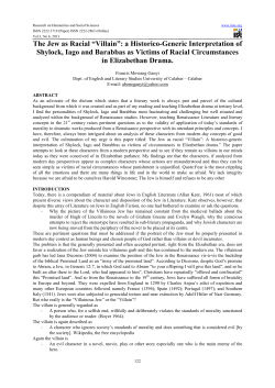 The Jew as Racial &ldquo;Villain&rdquo;: a Historico-Generic