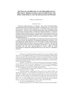 the neglected history of the prior restraint doctrine: rediscovering the