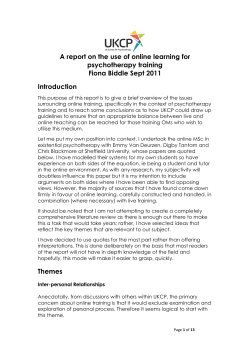 A report on the use of online learning for psychotherapy