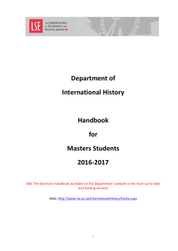 Department of International History Handbook for Masters Students