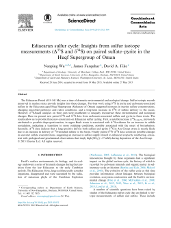 Ediacaran sulfur cycle - Stable Isotope Biogeochemistry