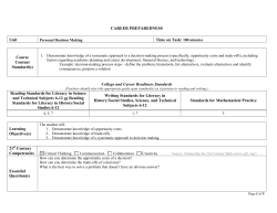 CAREER PREPAREDNESS Unit Time on Task: 180 minutes Course