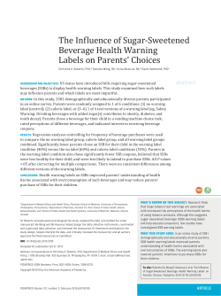 The Influence of Sugar-Sweetened Beverage Health