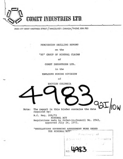 PERCUSSION DRILLING REPORT on the "XY" GROUP OF