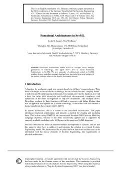 Functional Architectures in SysML