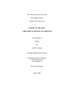 ECHOES OF THE SOUL: A RHETORICAL HISTORY OF LOBOTOMY