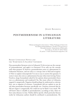POSTMODERNISM IN LITHUANIAN LITERATURE