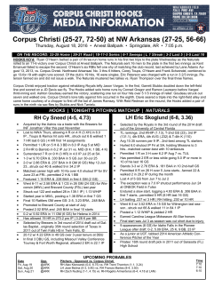 Corpus Christi (25-27, 72-50) at NW Arkansas (27-25, 56-66)