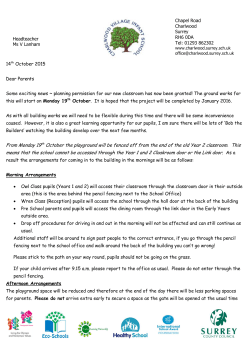 From Monday 19th October the playground will be fenced off from