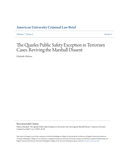 The Quarles Public Safety Exception in Terrorism Cases. Reviving