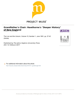 Grandfather`s Chair: Hawthorne`s "Deeper History" of New England