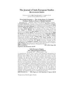 The Journal of Indo-European Studies Monograph