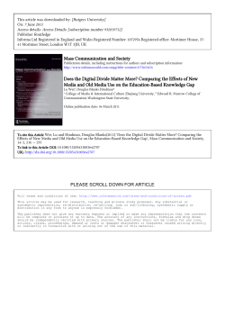 Mass Communication and Society Does the Digital Divide Matter