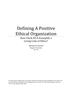 Defining A Positive Ethical Organization