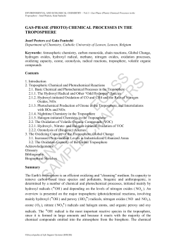 Gas-Phase (Photo) Chemical Processes in the Troposphere