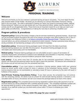Personal Training Registration Packet