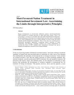 Most-Favoured-Nation Treatment in International Investment Law