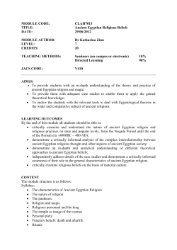 MODULE CODE: CLAH7013 TITLE: Ancient Egyptian Religious