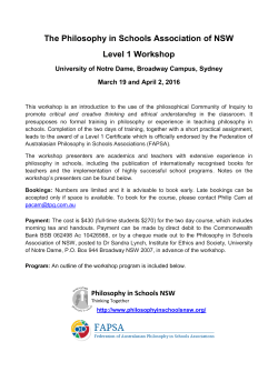 The Philosophy in Schools Association of NSW Level 1 Workshop
