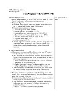 The Progressive Era: 1900-1920