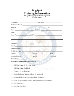 DogSpot Training Information