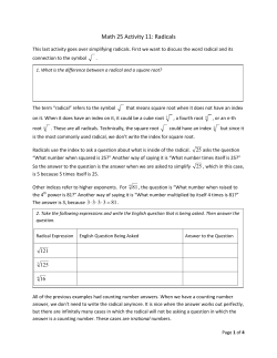 Math 25 Activity 11: Radicals - Math