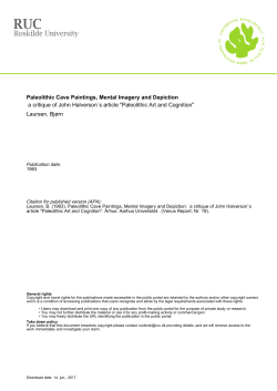 Paleolithic Cave Paintings, Mental Imagery and