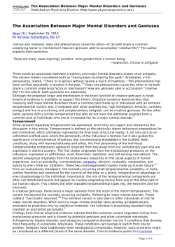 The Association Between Major Mental Disorders and Geniuses