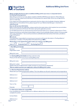 Additional Billing Unit Form