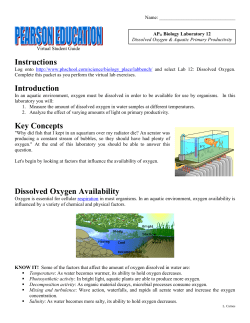 Instructions Introduction Key Concepts Dissolved Oxygen Availability