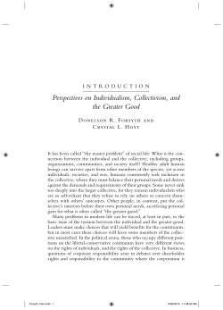 Perspectives on Individualism, Collectivism, and the Greater Good