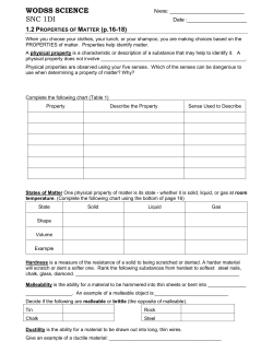 properties of matter work sheet