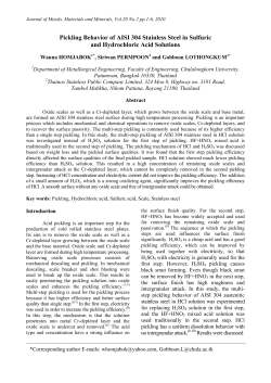 Pickling Behavior of AISI 304 Stainless Steel in Sulfuric and