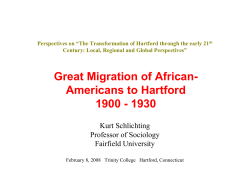 Great Migration of African- Americans to Hartford 1900