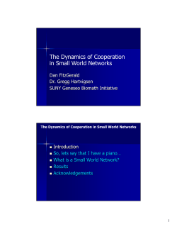The Dynamics of Cooperation in Small World Networks