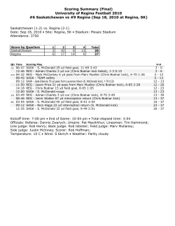 Game Statistics - University of Regina Cougars