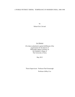 A WORLD WITHOUT DRINK: TEMPERANCE IN