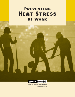Preventing Heat Stress at Work, BK30, WorkSafeBC