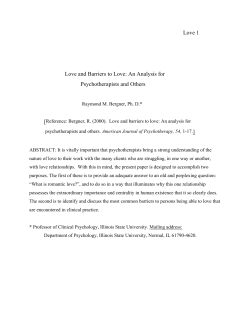 Love and Barriers to Love - The Society for Descriptive Psychology