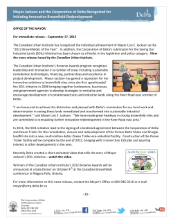 Mayor Jackson and the Corporation of Delta Recognized for