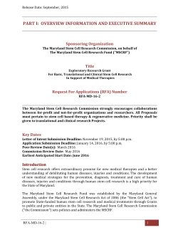part i - Maryland Stem Cell Research Fund