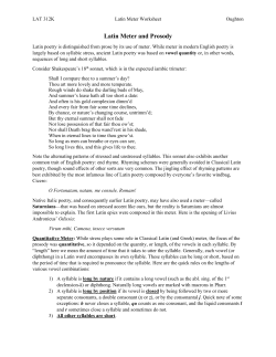 Latin Meter and Prosody